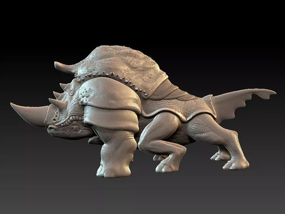Mastrodom armored rhinoceros Low-poly 3D model_0