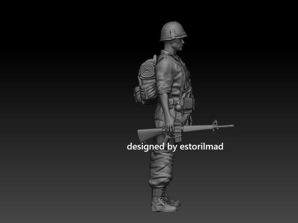 AMERICAN SOLDIER VIETNAM WALKING v2 3D print model_1