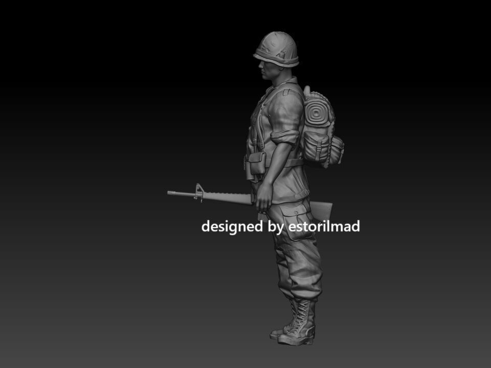 AMERICAN SOLDIER VIETNAM WALKING v2 3D print model_2