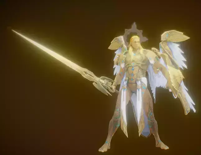  Golden angel  Low-poly 3D model