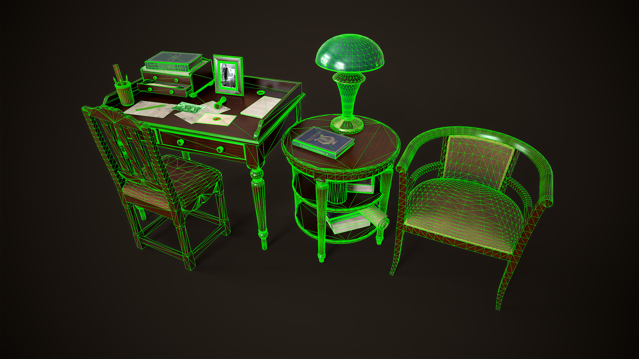 Vintage Office 1930s Asset Pack Low-poly 3D model_17