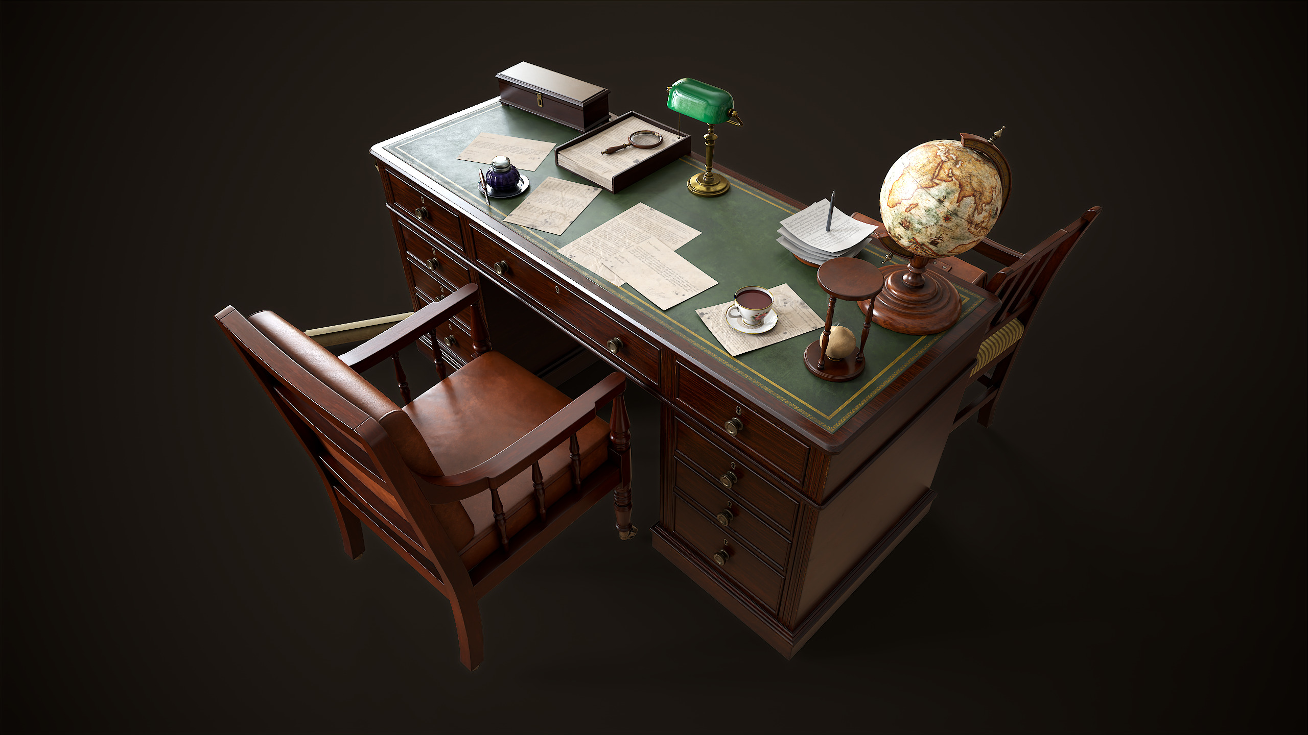 Vintage Office 1930s Asset Pack Low-poly 3D model_3