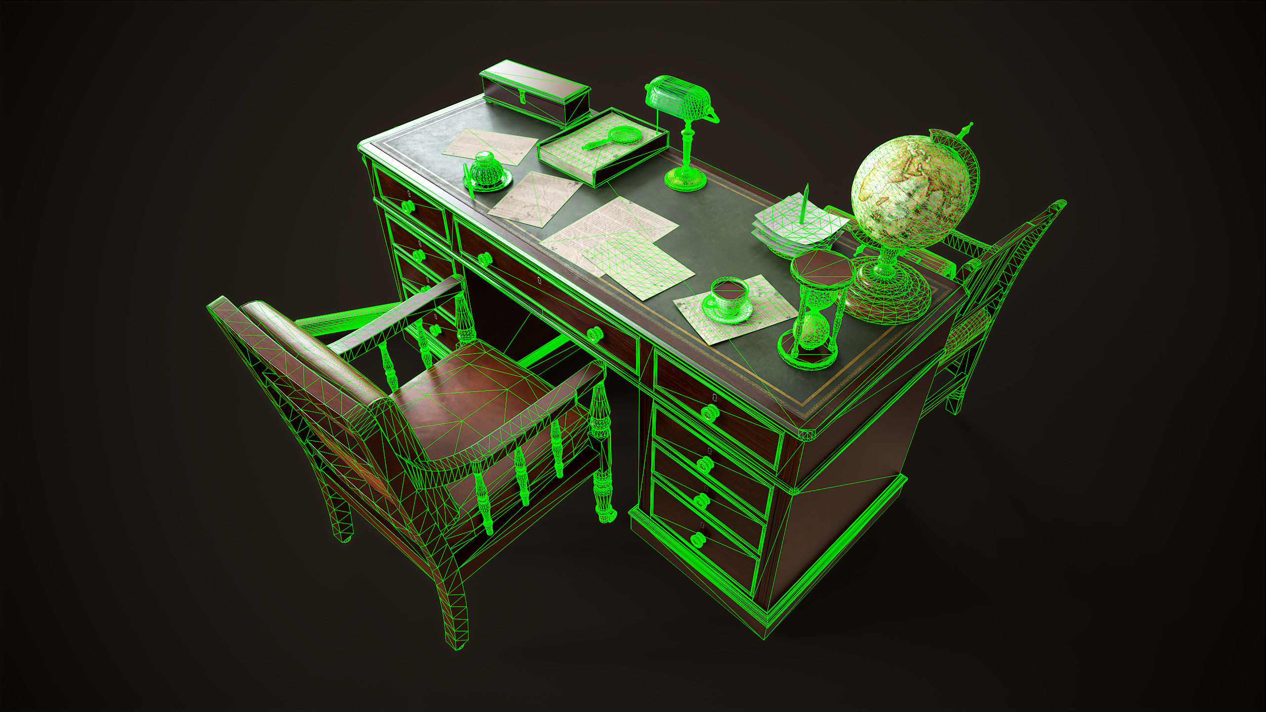 Vintage Office 1930s Asset Pack Low-poly 3D model_20