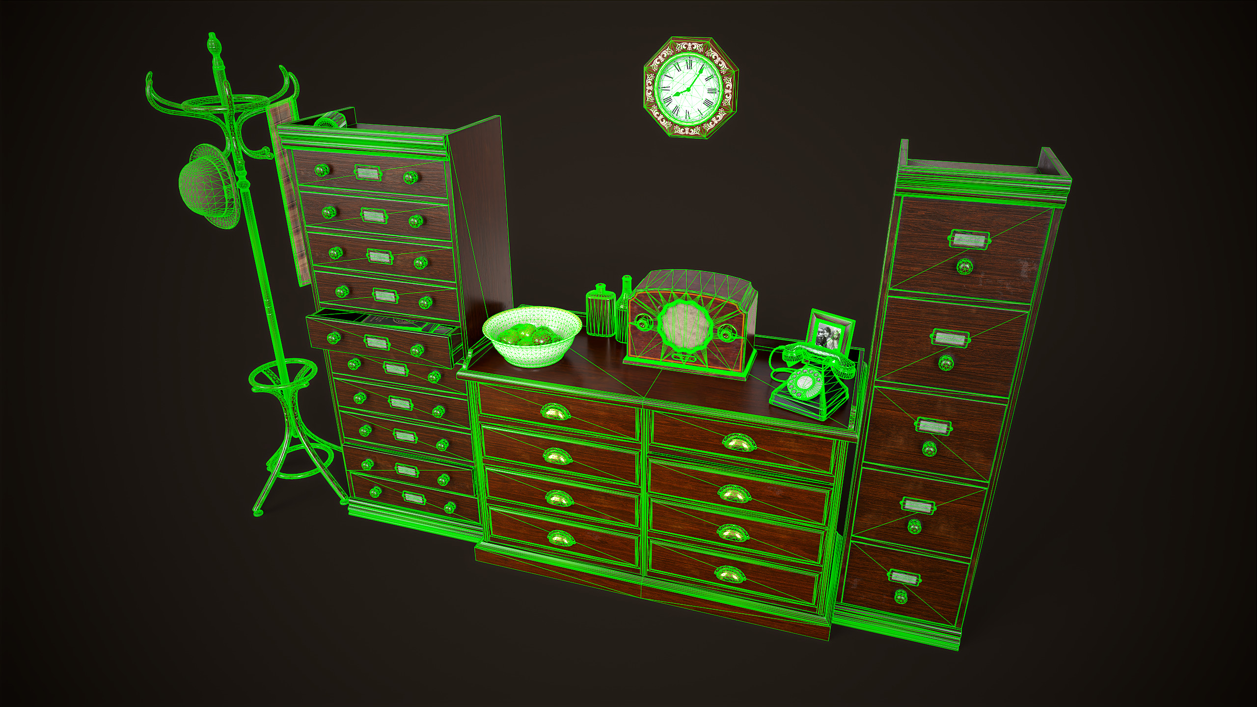Vintage Office 1930s Asset Pack Low-poly 3D model_21