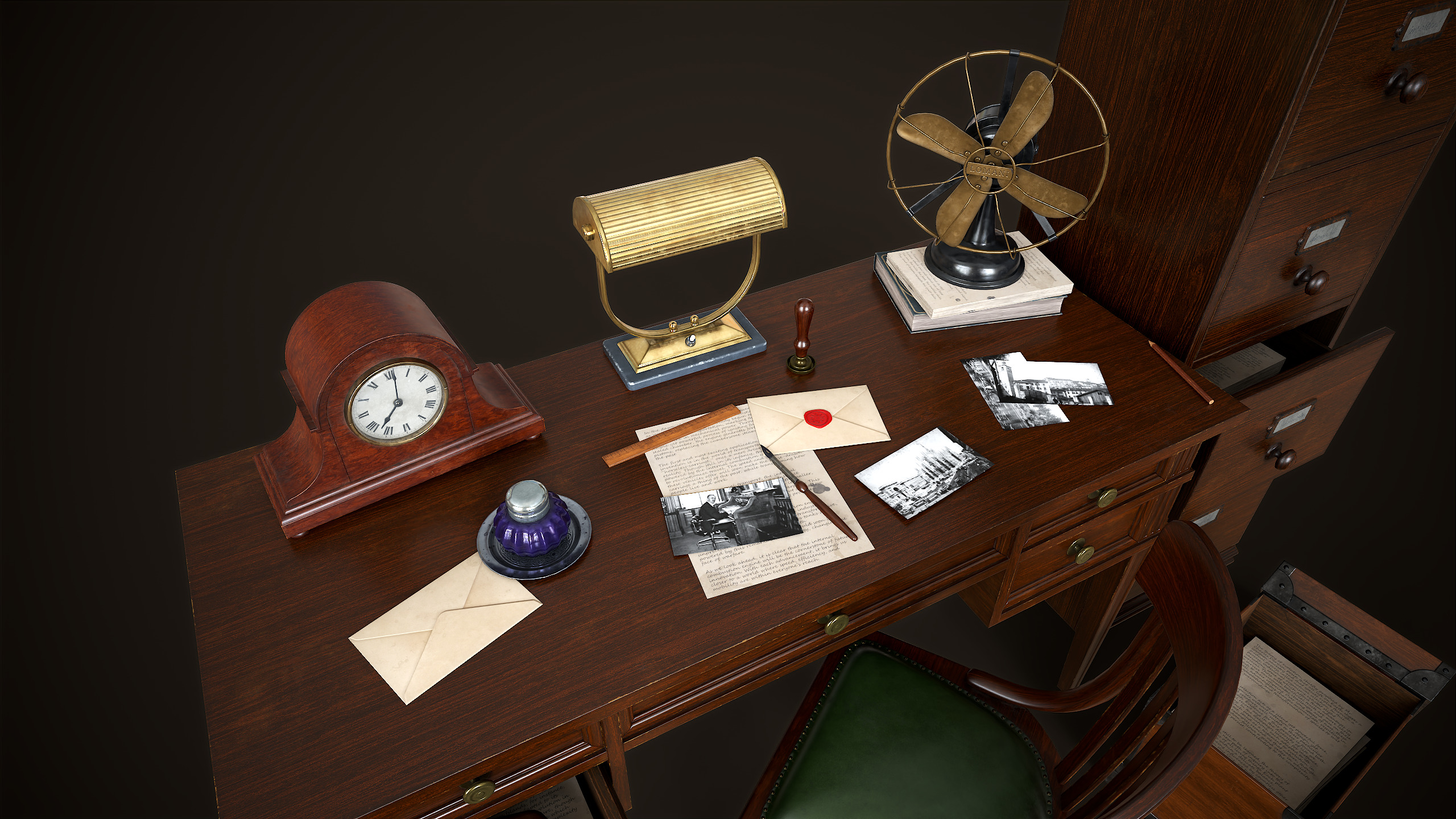Vintage Office 1930s Asset Pack Low-poly 3D model_10