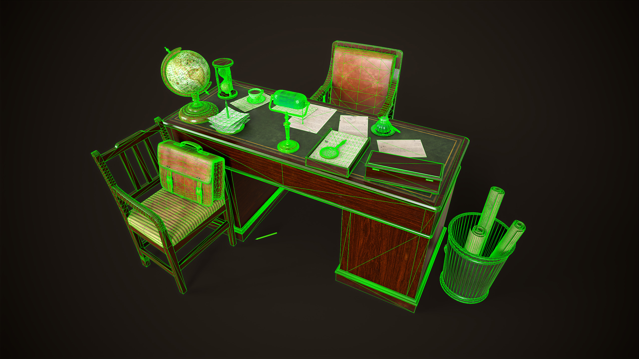 Vintage Office 1930s Asset Pack Low-poly 3D model_18