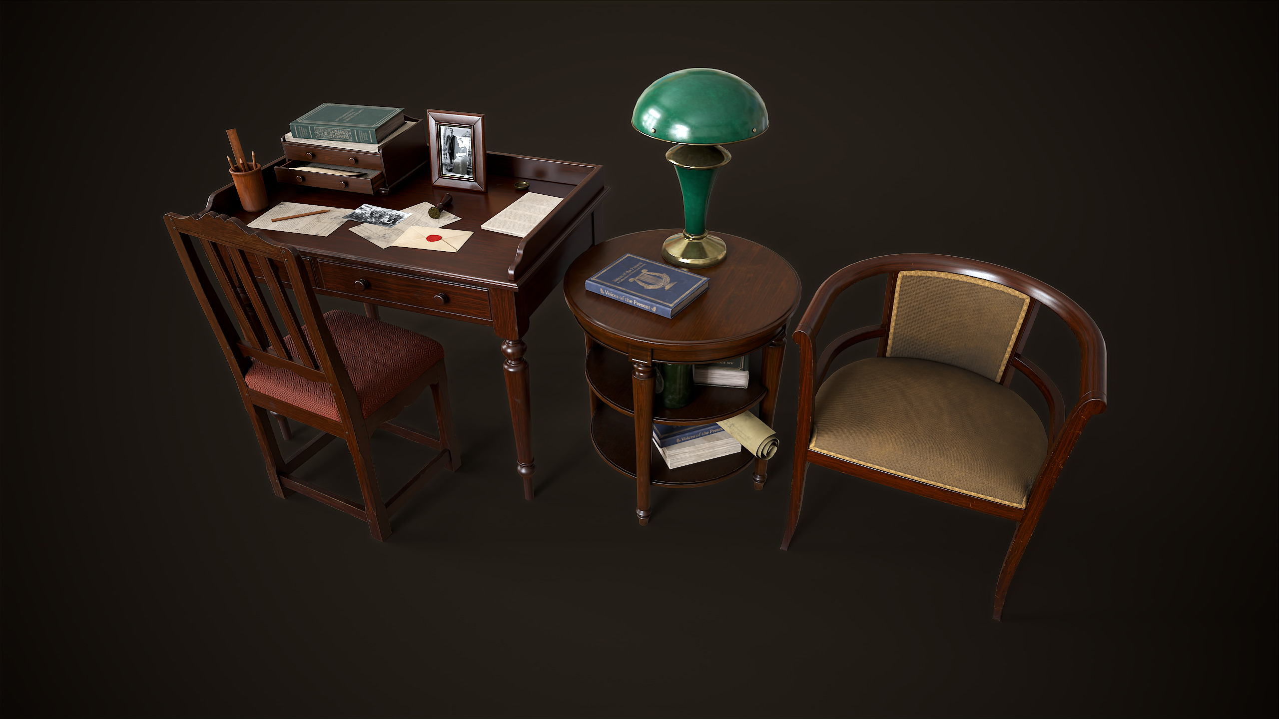 Vintage Office 1930s Asset Pack Low-poly 3D model_11