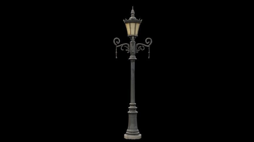 MEDIEVAL LIGHT POST Low-poly 3D model_2