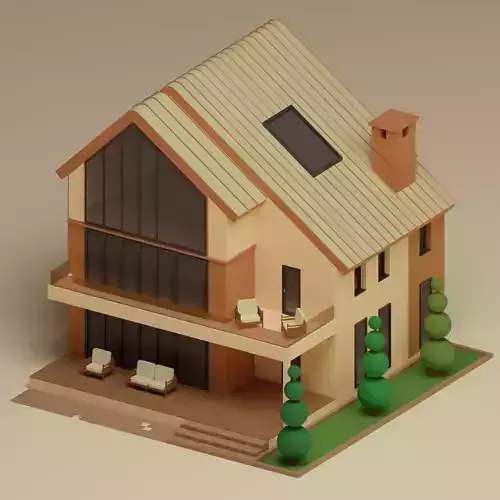 Lopwpoly House 18 Low-poly 3D model