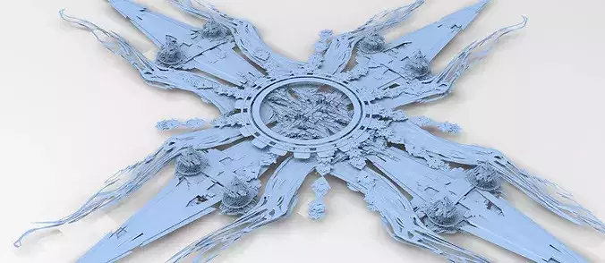 Sci fi Orchid city structure collection 1 3D model 4