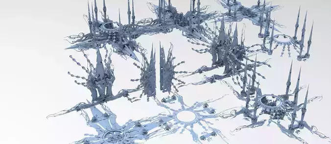 Sci fi Orchid city structure collection 1