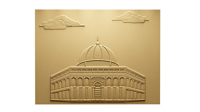 3d modern Dome of the Rock 3D Wall Panel Relief CNC 01 3D model