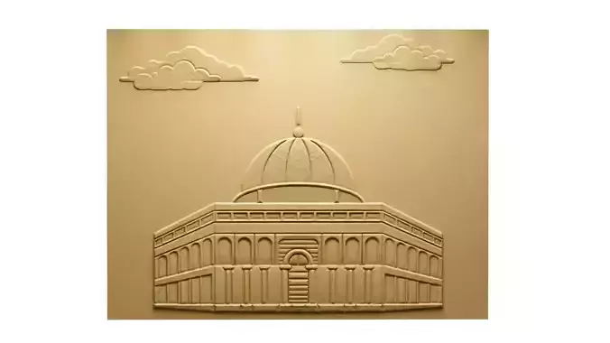 3d modern Dome of the Rock 3D Wall Panel Relief CNC 01