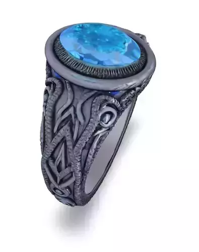 3d Blue Gem Ring