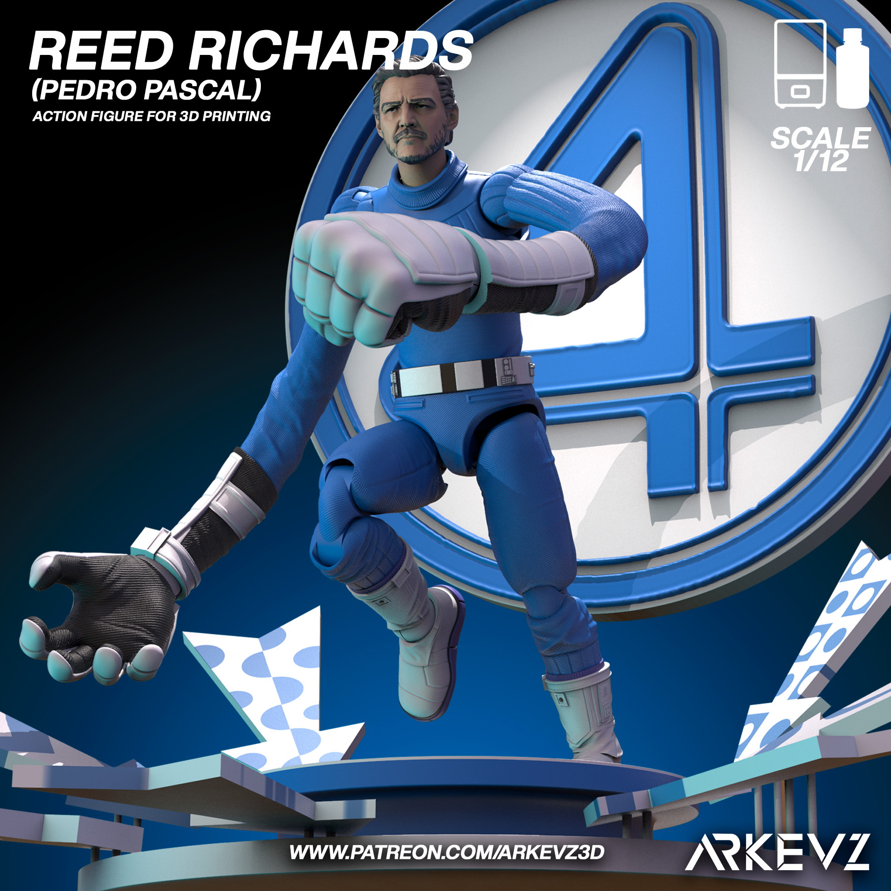 Action figure  Mr fantastic  Pedro Pascal 3D print model_3
