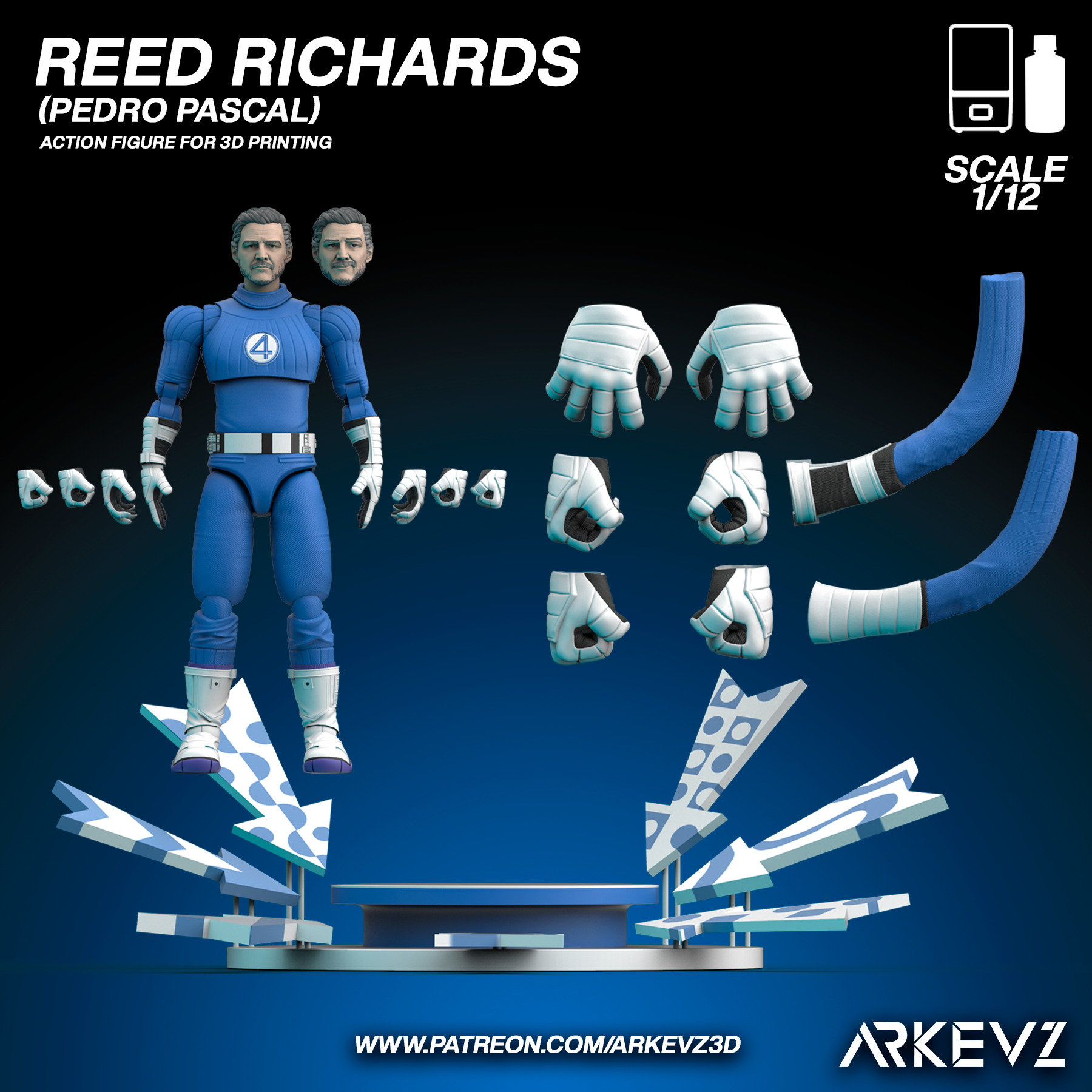 Action figure  Mr fantastic  Pedro Pascal 3D print model_1