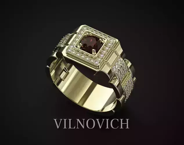 MEN S SIGNET RING WITH STONES