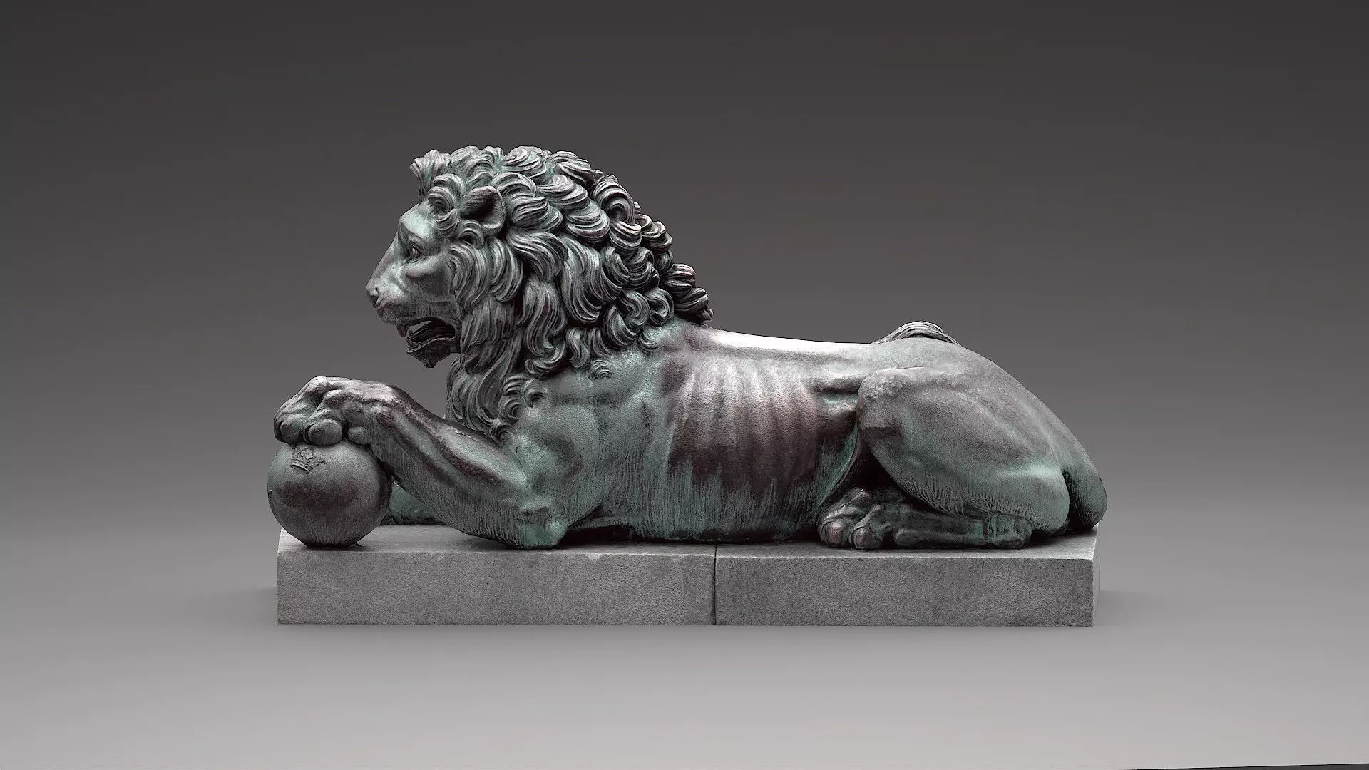 Bronze Lion Statue Low-poly 3D model_4