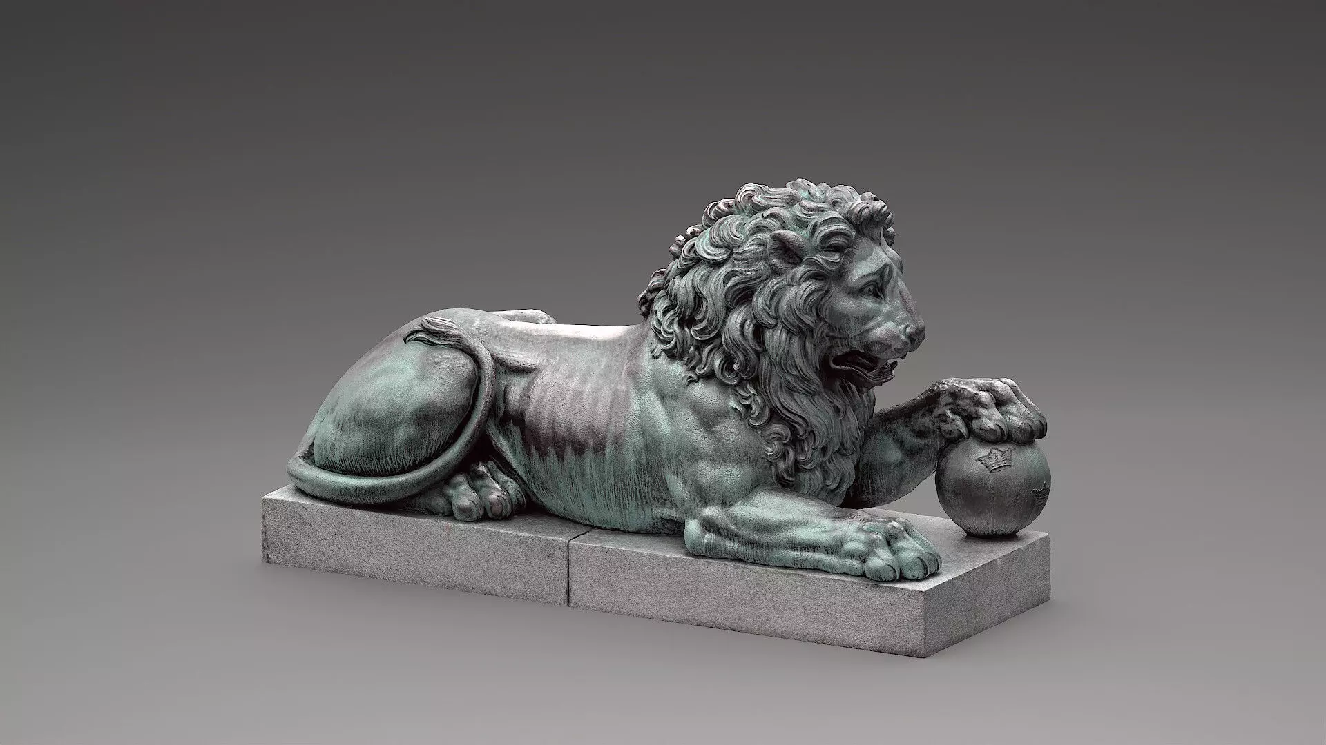 Bronze Lion Statue Low-poly 3D model_2