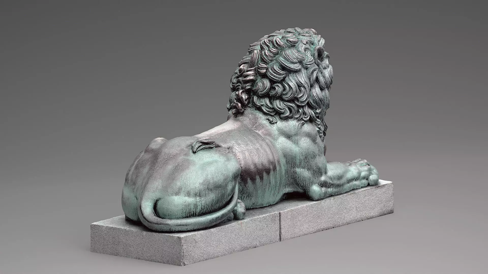 Bronze Lion Statue Low-poly 3D model_1