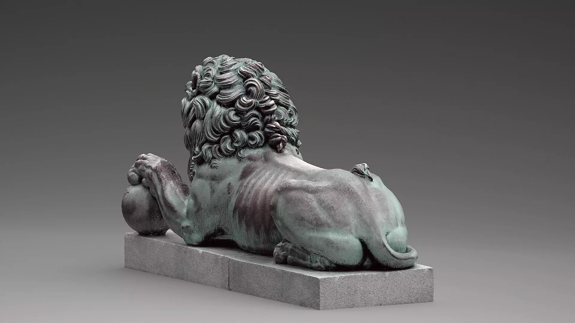 Bronze Lion Statue Low-poly 3D model_5