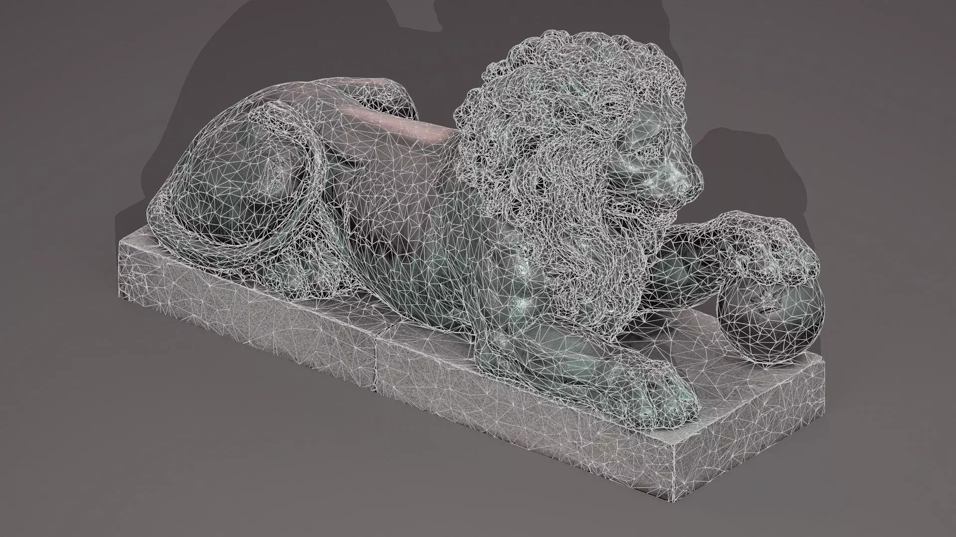 Bronze Lion Statue Low-poly 3D model_6