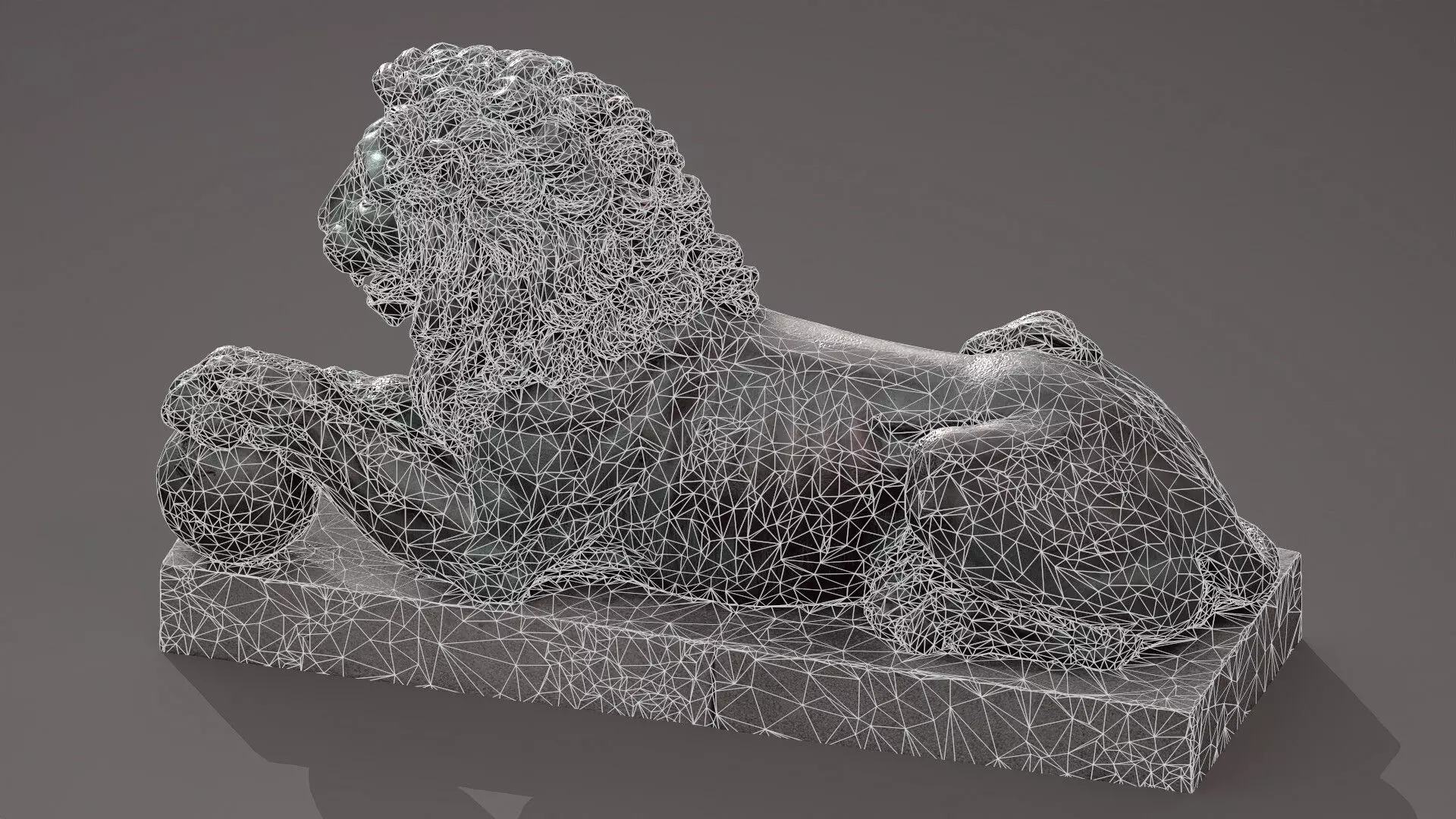 Bronze Lion Statue Low-poly 3D model_7