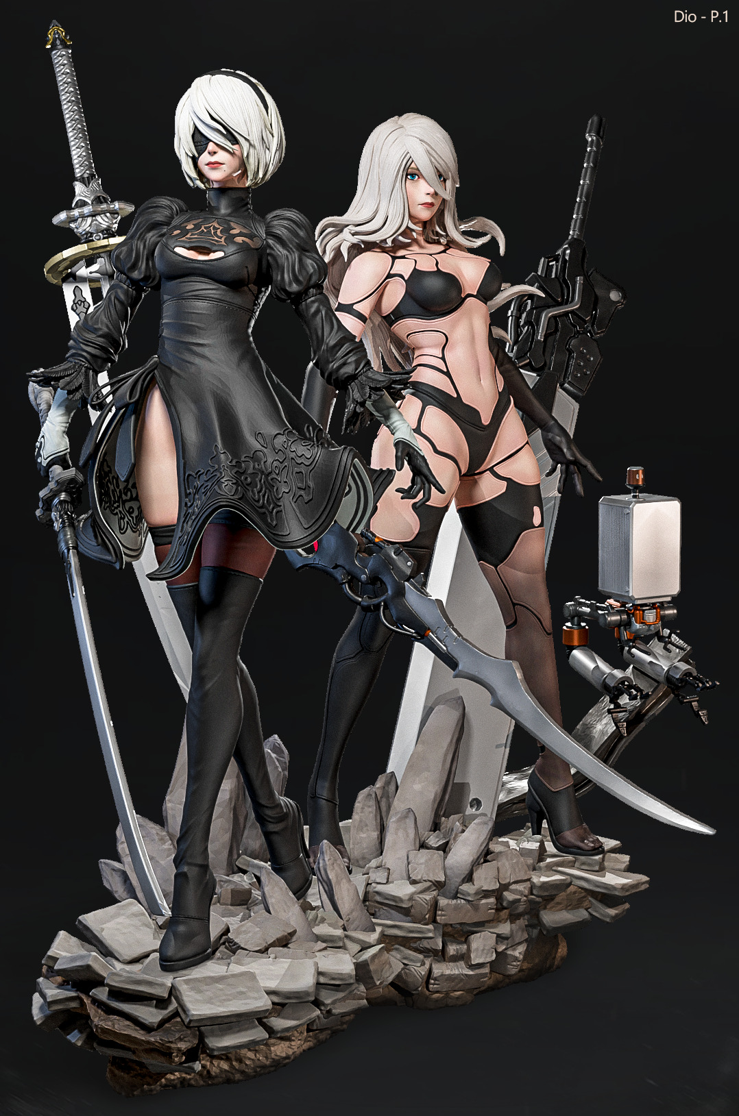 2B x A2 - Fan Art -  3D print model_1