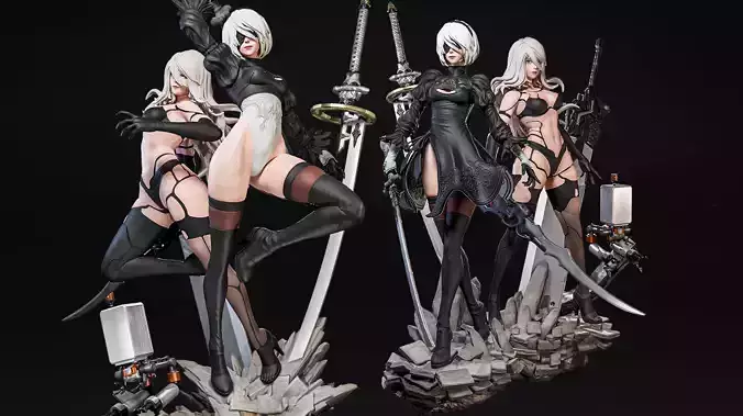 2B x A2 - Fan Art -  3D print model