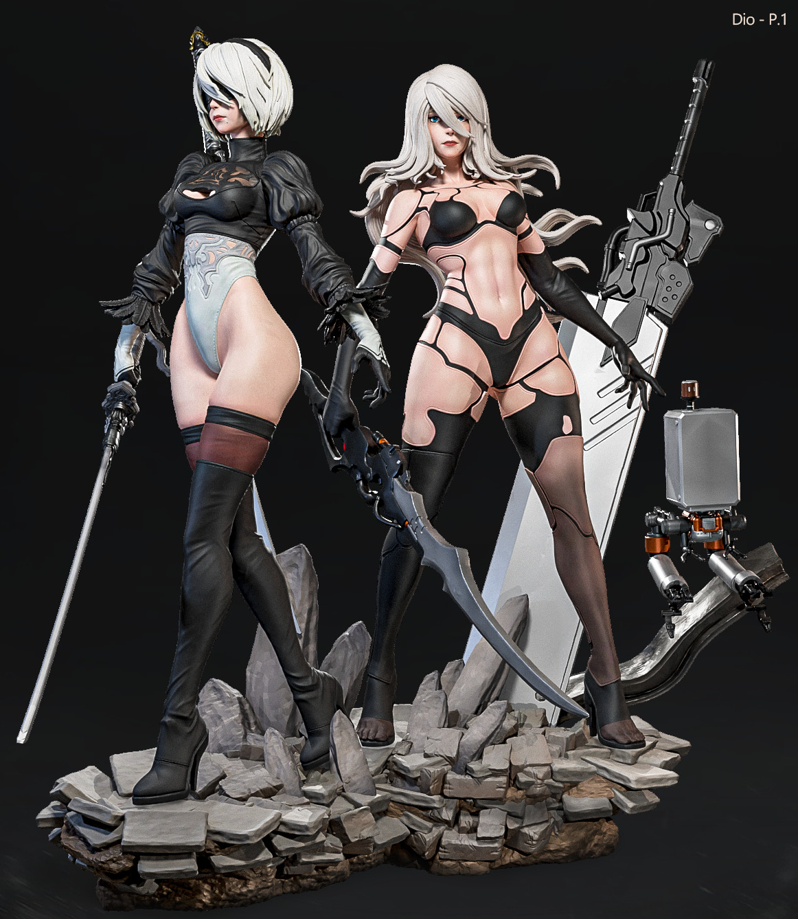 2B x A2 - Fan Art -  3D print model_2