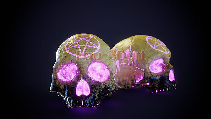 Satanic ritual skull 3D textured Low-poly 3D model