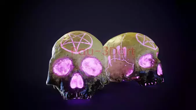 Satanic ritual skull 3D textured