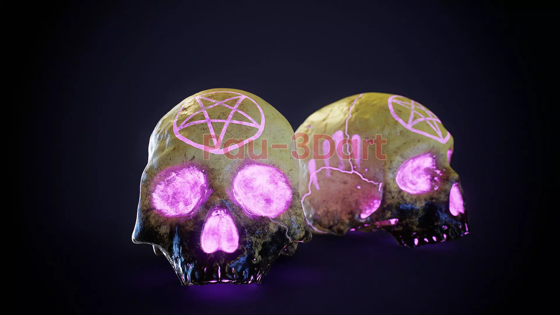 Satanic ritual skull 3D textured Low-poly 3D model