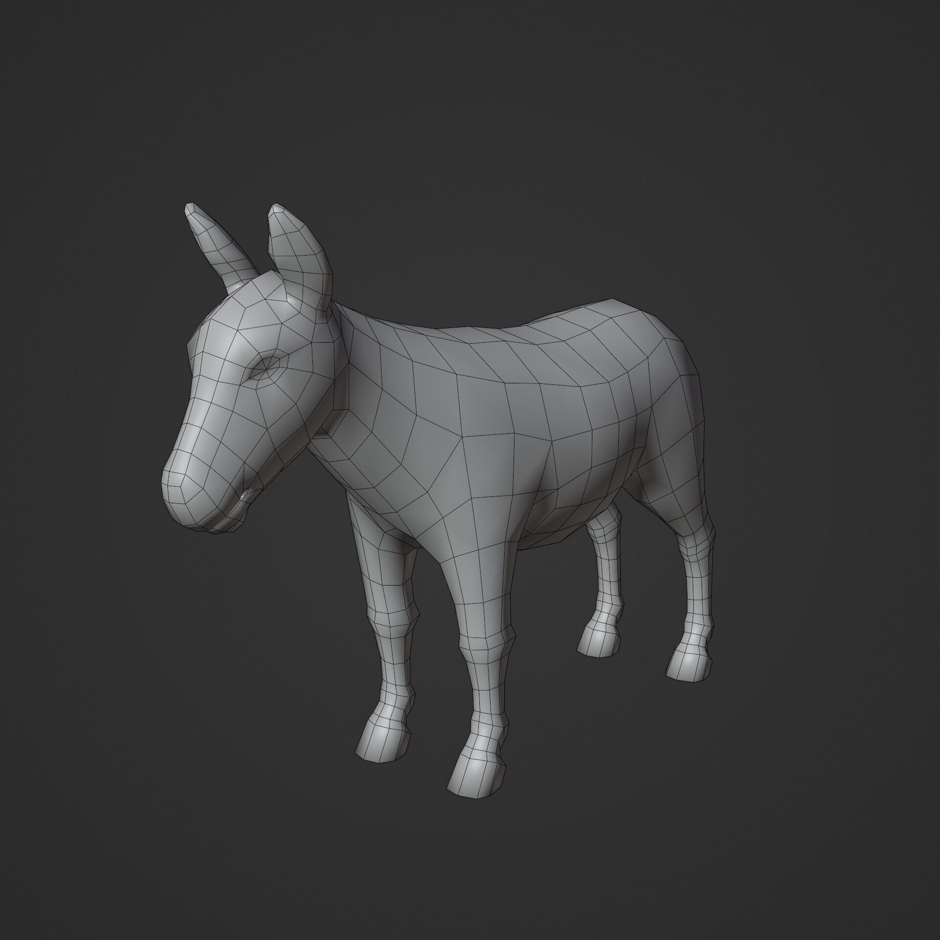 Donkey - NPR Free low-poly 3D model_1