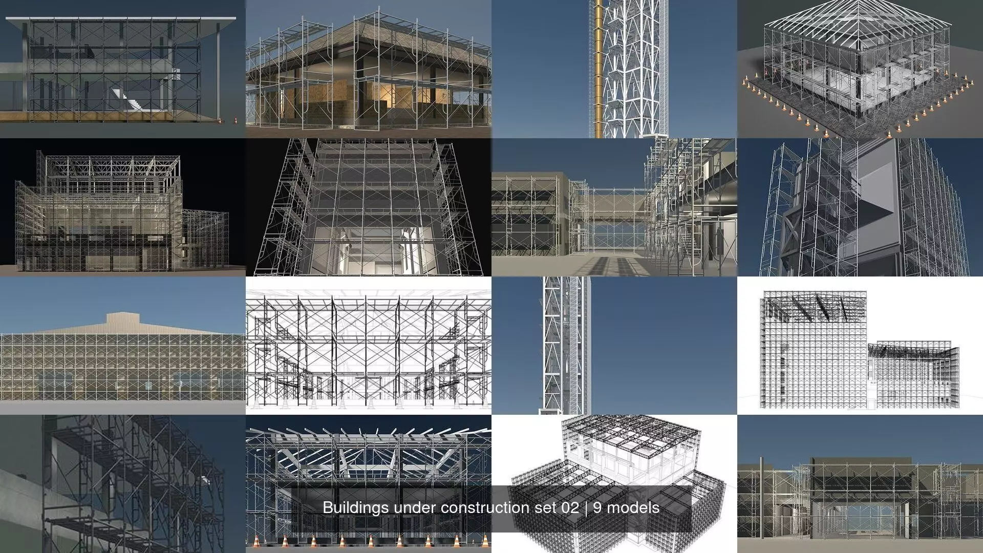 Buildings under construction set 02 3D Model Collection_0