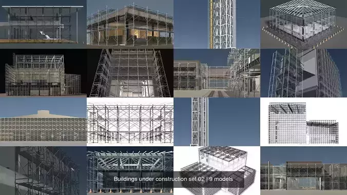 Buildings under construction set 02 3D Model Collection