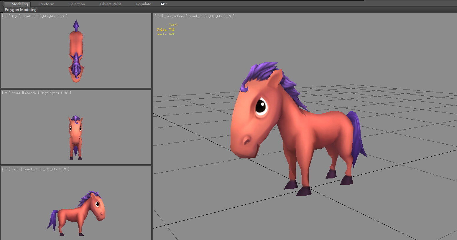 Cartoon Pony Low-poly 3D model_3