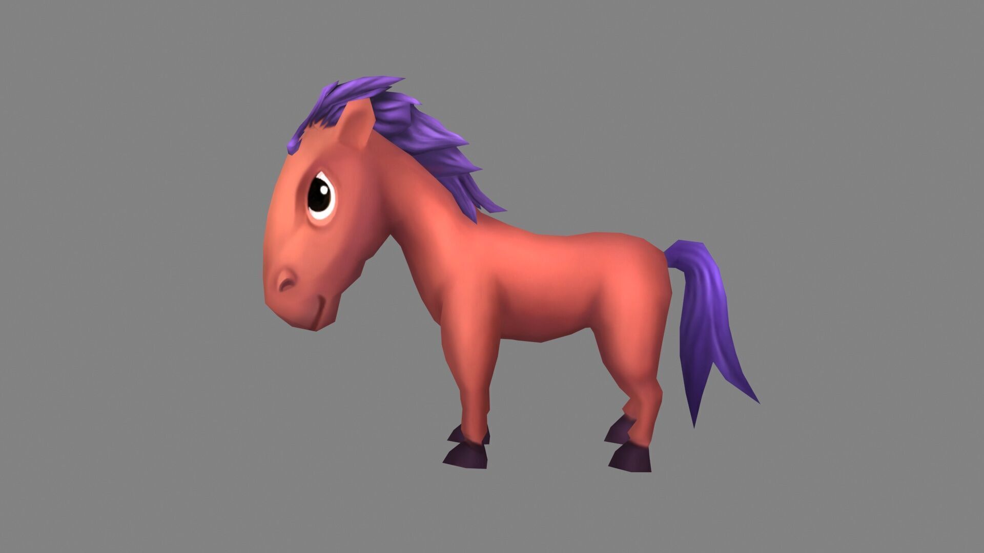 Cartoon Pony Low-poly 3D model_1