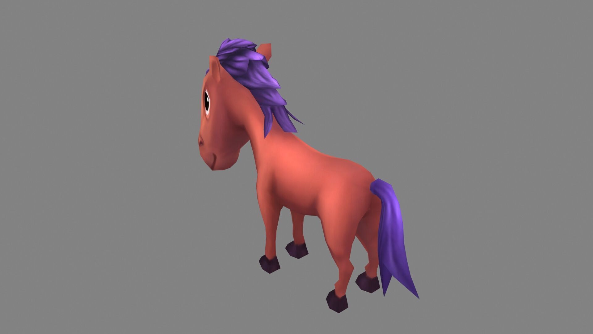 Cartoon Pony Low-poly 3D model_2
