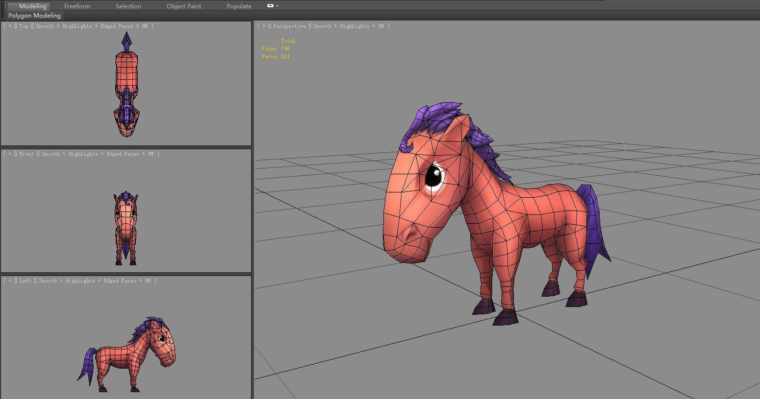 Cartoon Pony Low-poly 3D model_4