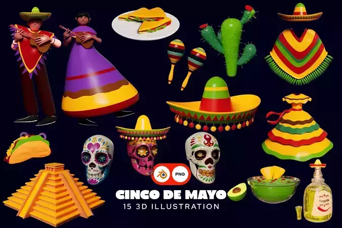 Cinco de Mayo 3D Object Illustration