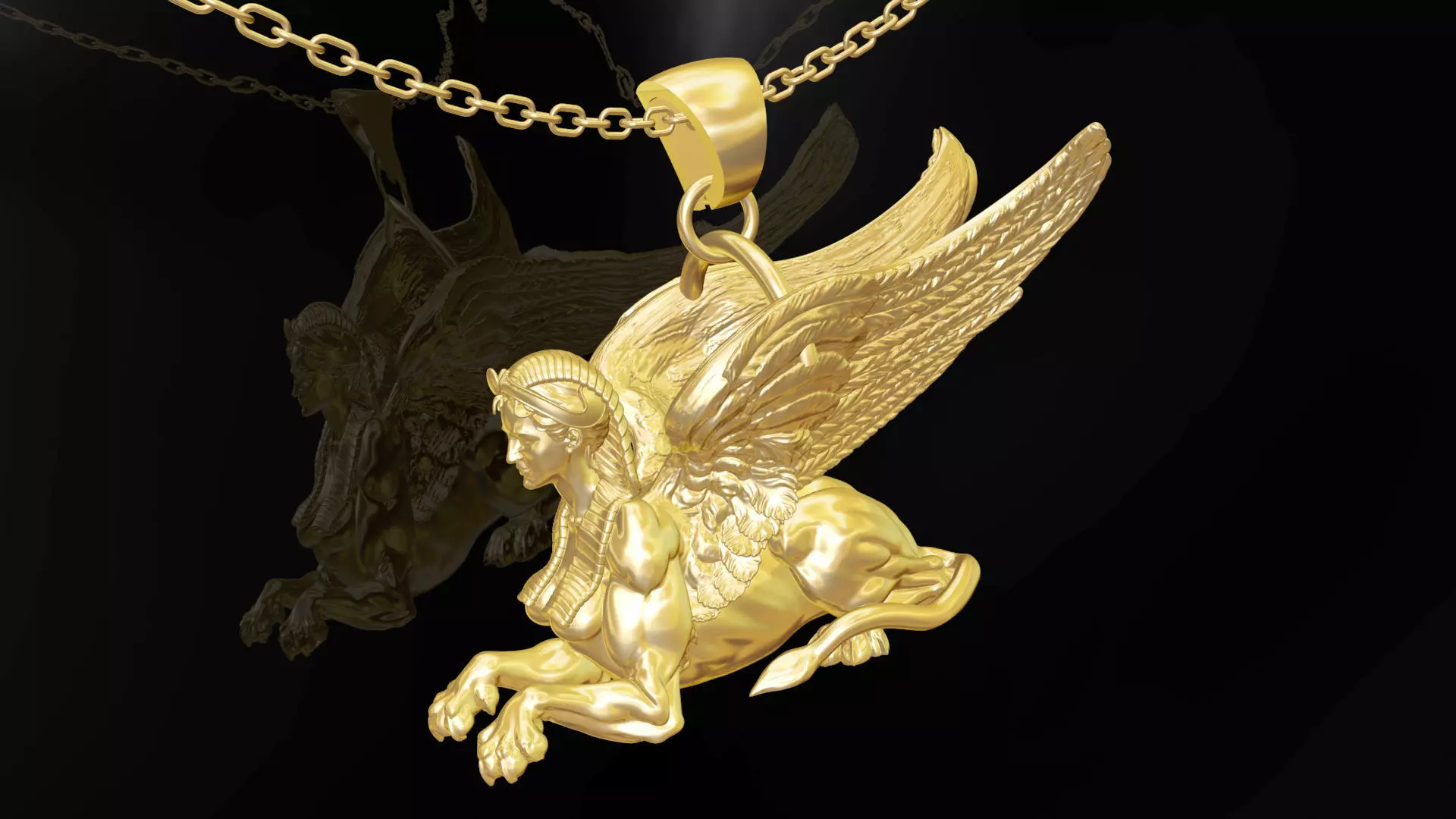 Sphinx gold pendant jewelry 3D print model
