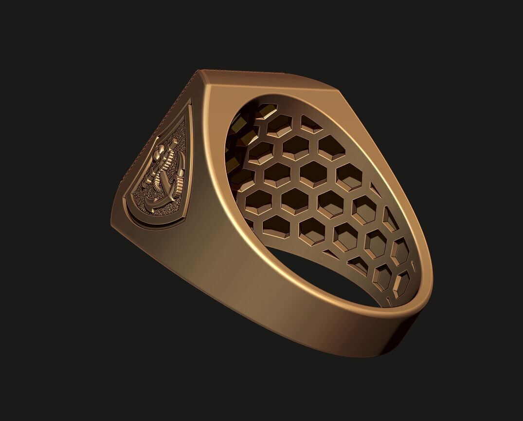 SIGNET RING WITH ANCHORS 3D print model_7