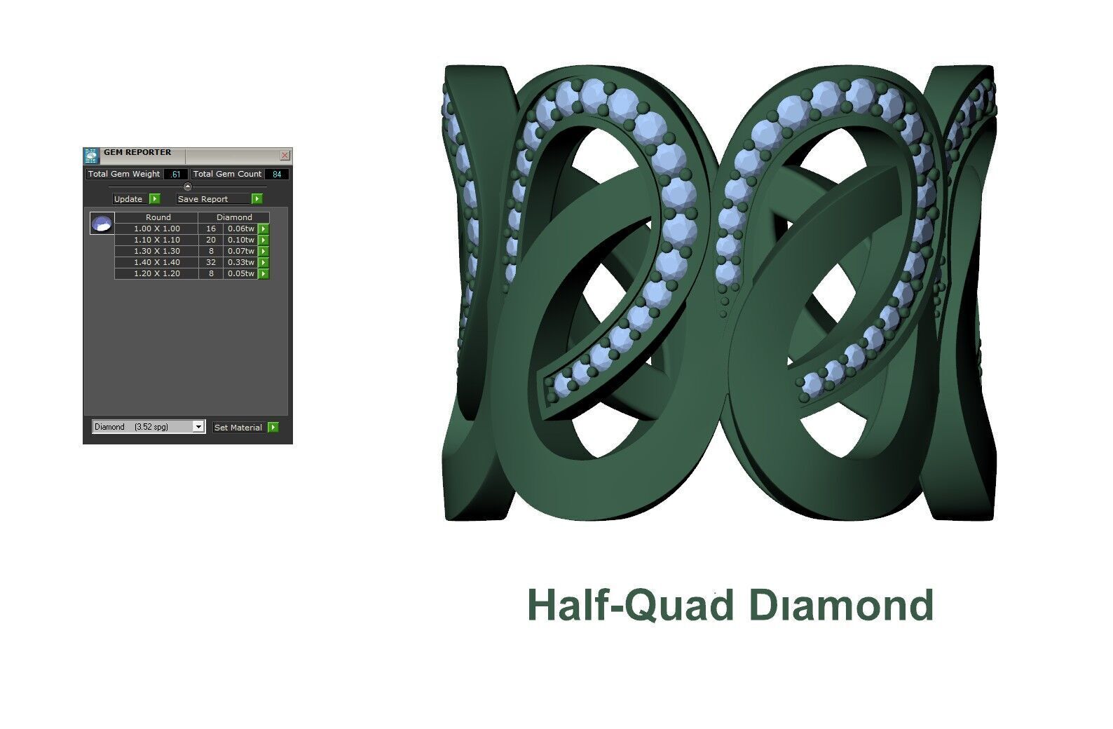 Gold Diamond Swirl Statement Ring - High-Detail 3D Model 3D print model_14