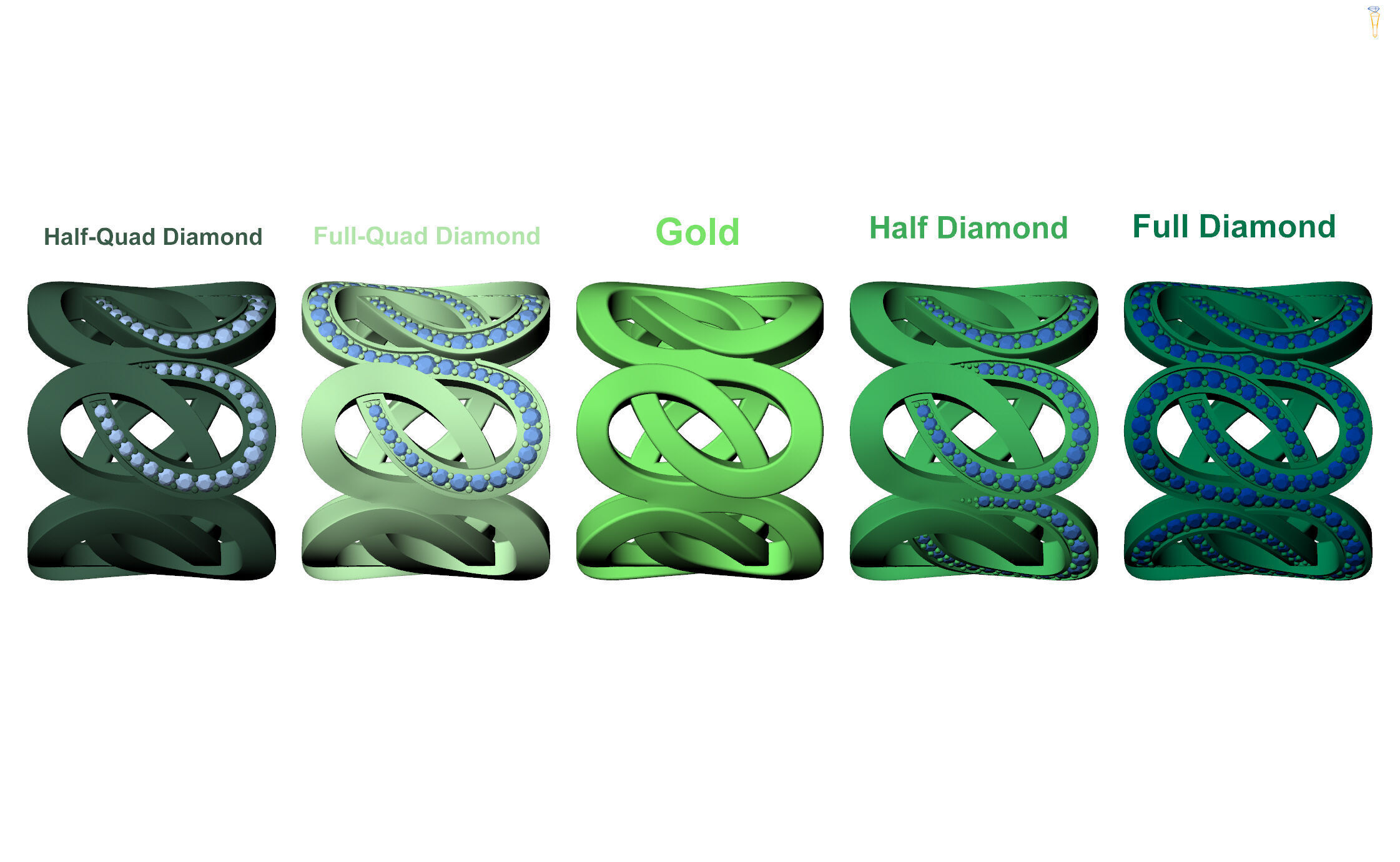 Gold Diamond Swirl Statement Ring - High-Detail 3D Model 3D print model_7
