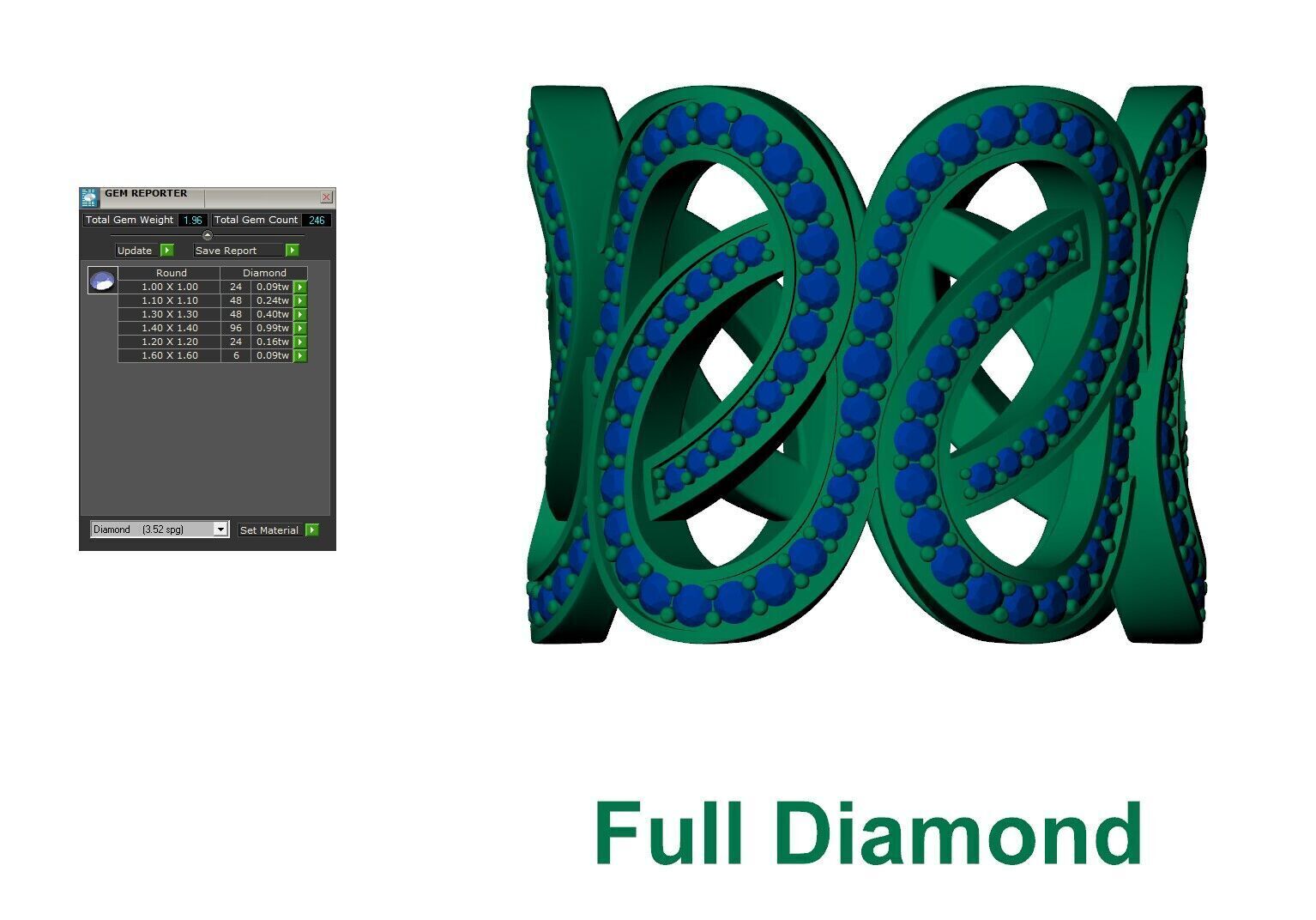 Gold Diamond Swirl Statement Ring - High-Detail 3D Model 3D print model_11