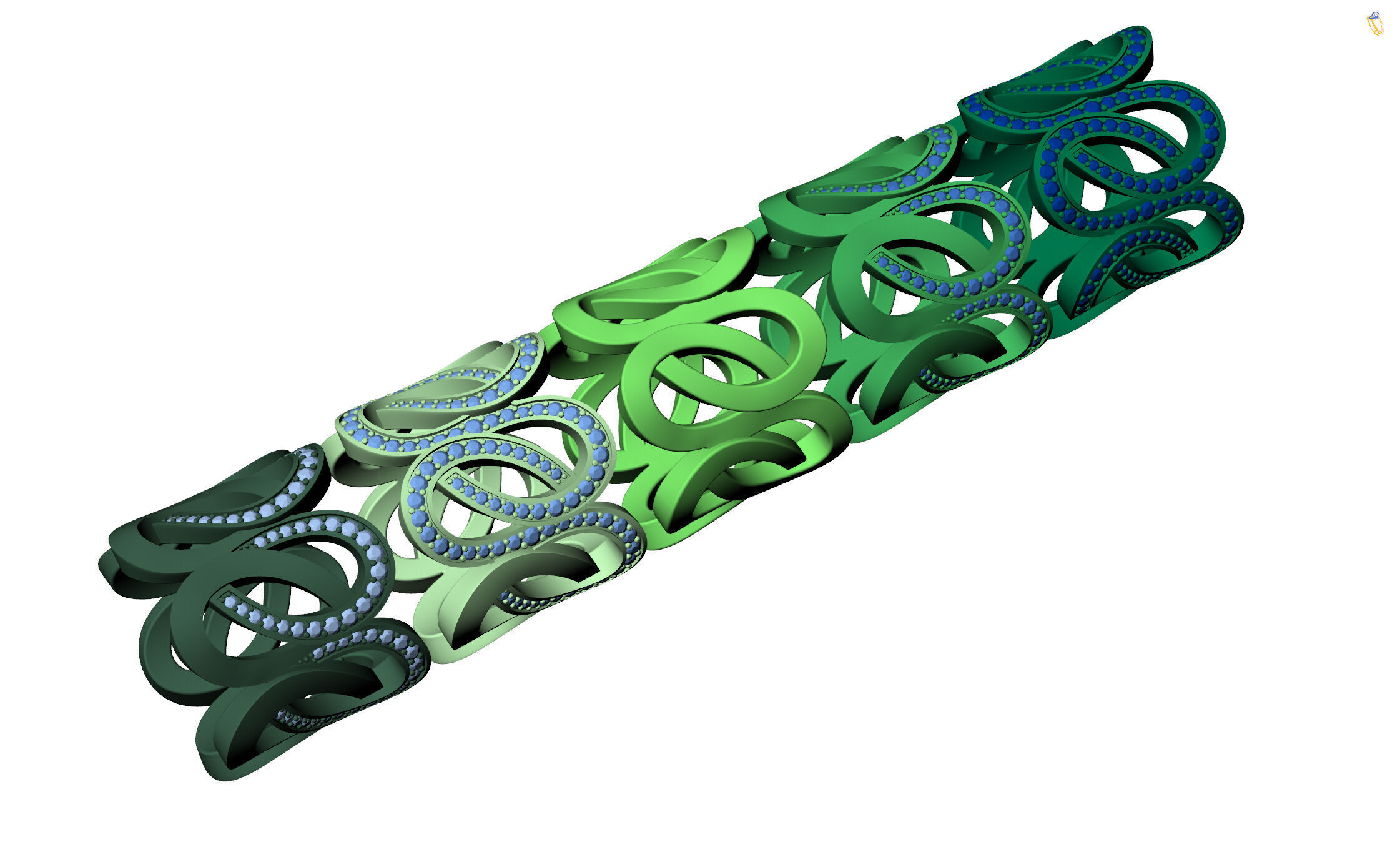 Gold Diamond Swirl Statement Ring - High-Detail 3D Model 3D print model_8