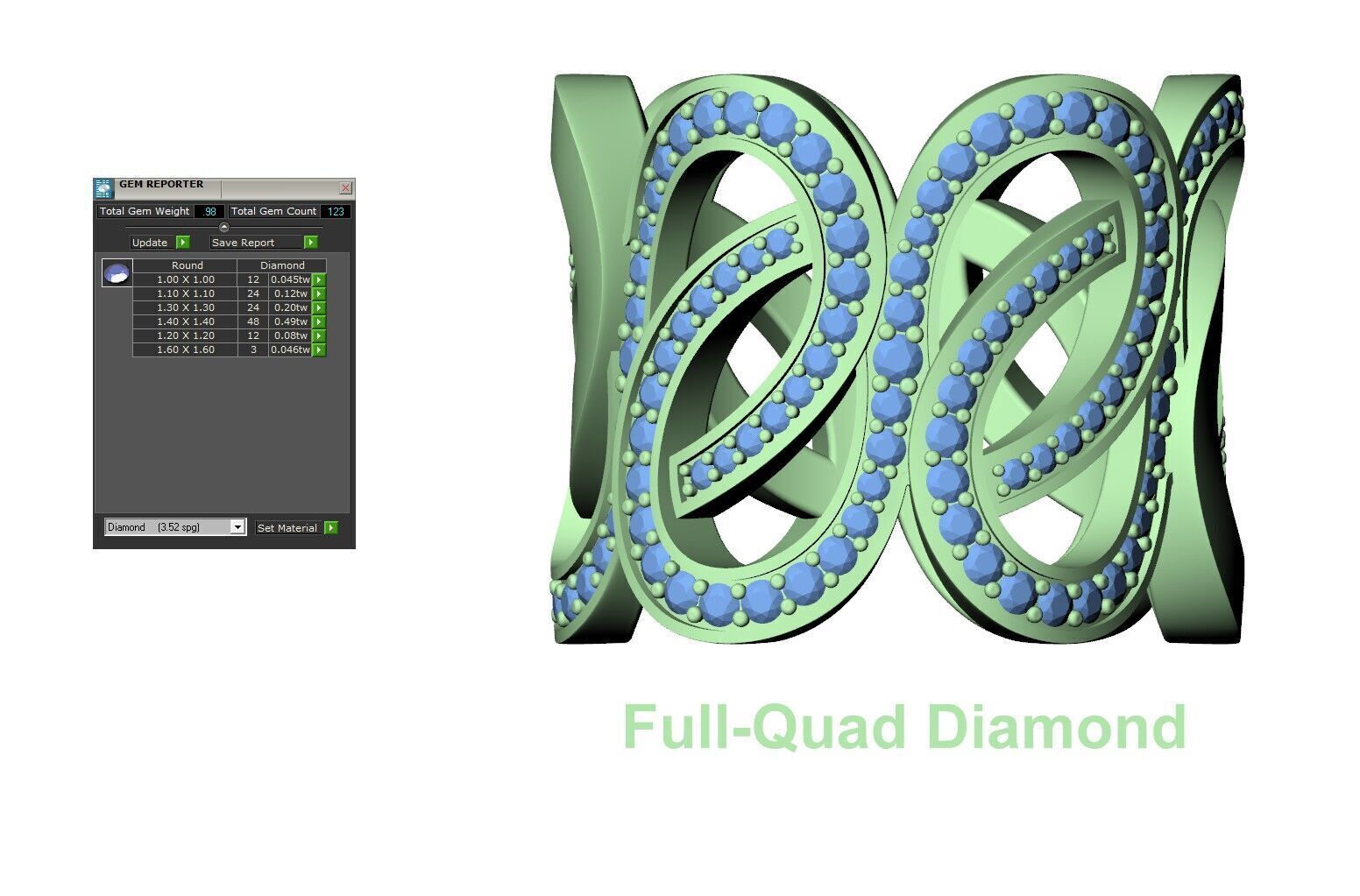 Gold Diamond Swirl Statement Ring - High-Detail 3D Model 3D print model_13