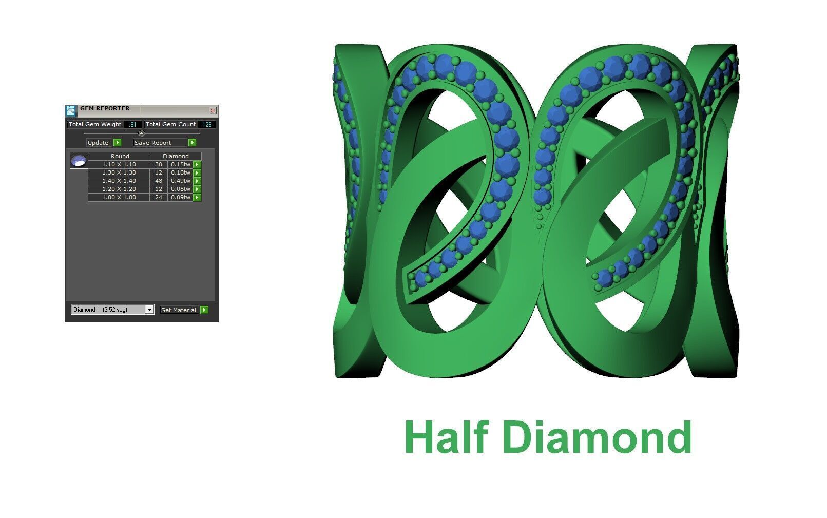 Gold Diamond Swirl Statement Ring - High-Detail 3D Model 3D print model_12