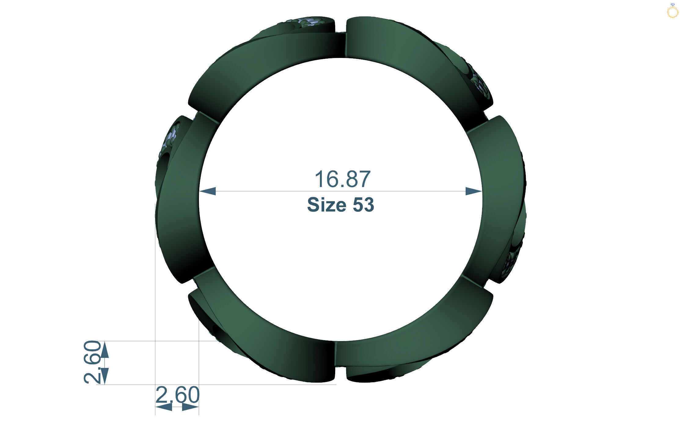 Gold Diamond Swirl Statement Ring - High-Detail 3D Model 3D print model_6